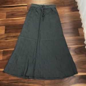 FLAX GRAY MAXI LINEN SKIRT SIZE SMALL HAS KNIT BAND SND DRAWSTRING WAIST